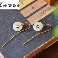 qeenkiss eg5133 fine jewelry wholesale fashion woman girl bride birthday wedding gift retro safety button 24kt gold dropearrings