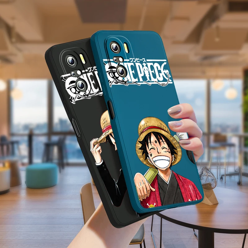 

Luffy One Piece Cartoon For Redmi K40 Gaming K30 K30S 10X 9A 9 9T 9C 9AT 8 8A 7 6 6A 5A 4X Liquid Silicone Rope Phone Case
