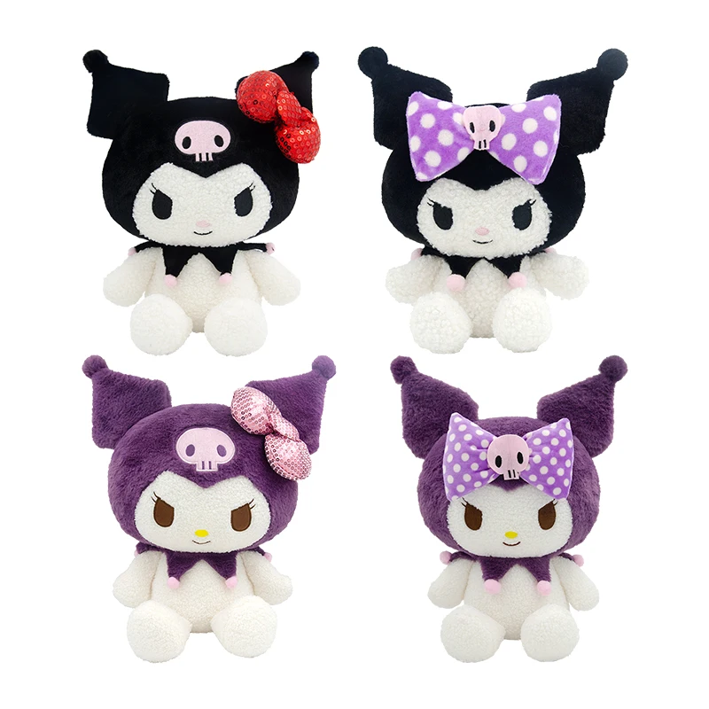 Подушка Kuromi Sanrio с милым бантом набивная плюшевая игрушка из ПП хлопка украшение