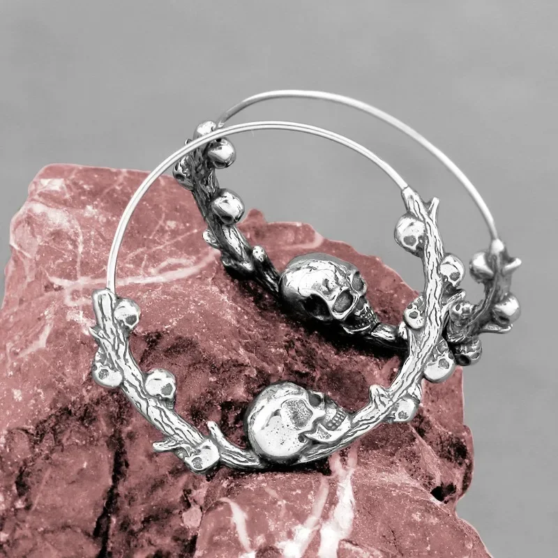 Модные персонализированные большие круглые серьги-кольца с черепом для мужчин и