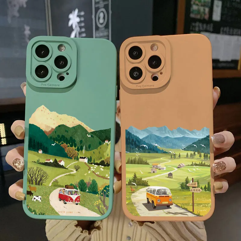 

Spring Scenery Phone Case For iPhone 14 12 11 13 Pro Max Silicone Soft For iPhone 8 7 14 Plus SE 2020 X XS XR Protective shells