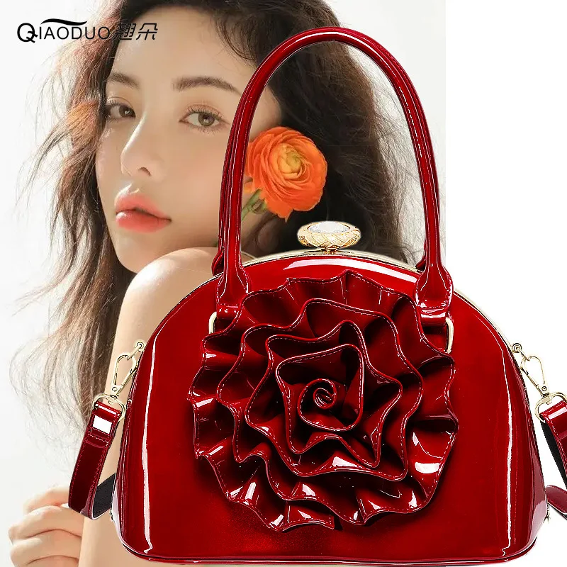 2022 Fancy Shell Bag Patent Leather Women Handbags New Female Messenger Bag Trendy Luxury Designer Sac A Main Femme