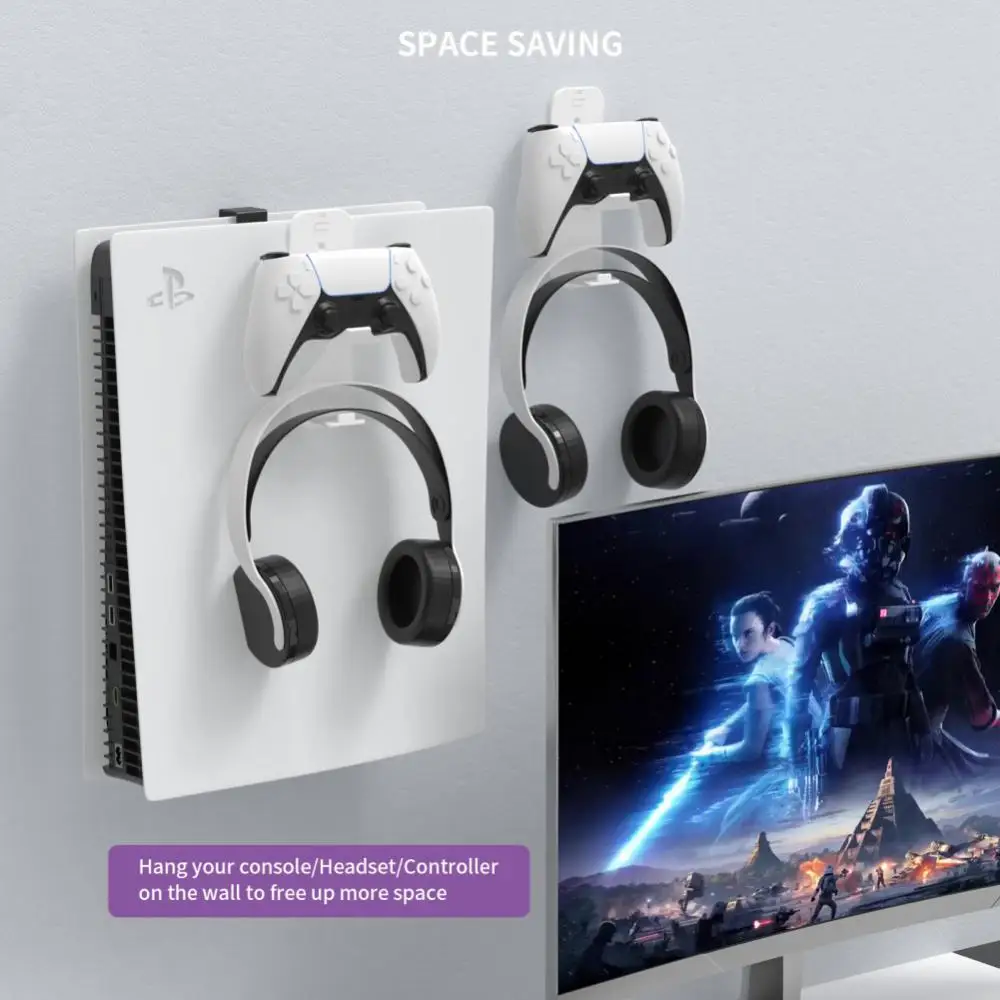 

Wall Mount Bracket For Ps4 Switch Xboxes For Ps5 Console Headset Display Holder Invisible Design Controller Hanger Storage Stand
