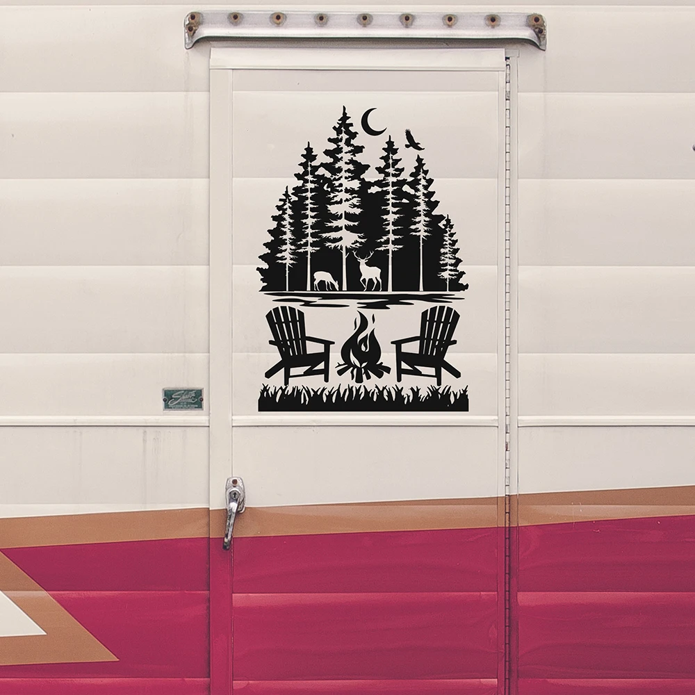 

Наклейки на автомобиль «вид на горы», персонализированные Декоративные наклейки для кемпера, природы, леса, приключений, автофургона