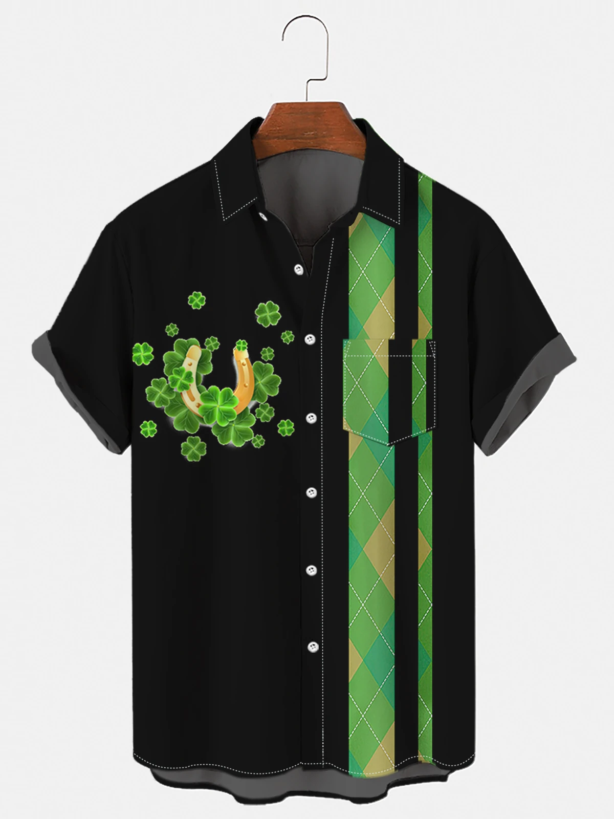 

10 Beach Hawaiian Shirts Mens Clovers Print Short Sleeves Casual Summer Vacation Fashion Plus Size