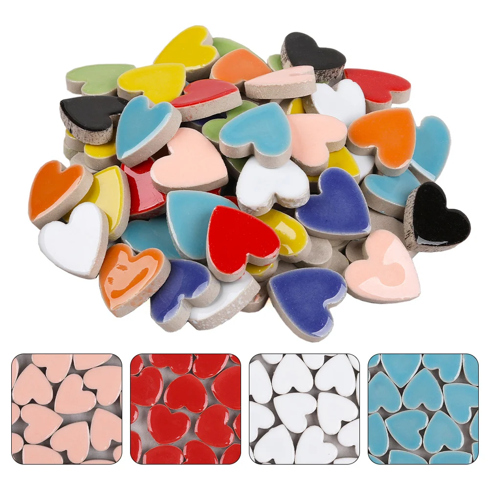 

Mosaic Tiles Heart Tile Piecesceramiccraft Crafts Diy Bulk Color Filler Stained Supplies Table Scatter Mixed Kit Decorative Vase