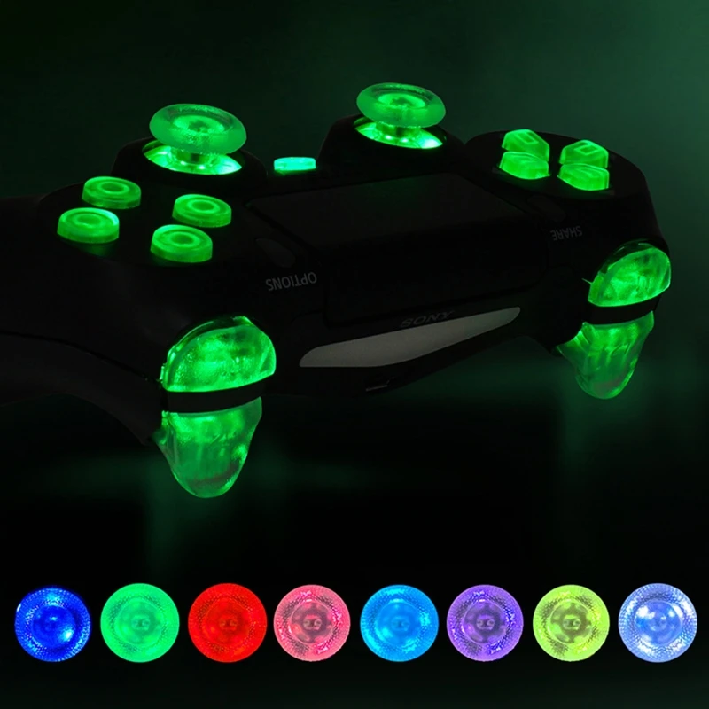 Multi-Color D-Pad Thumstick Face Button DTF LED Kit 8 Colors for PS4 Controller Game Handle Repair Parts Accessories H8WD