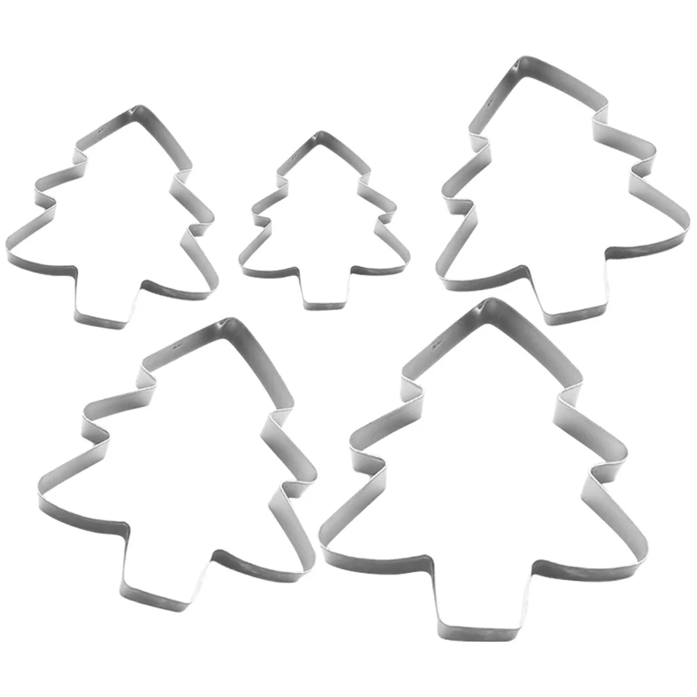 

5pcs Christmas Tree Cookies Molds Stainless Steel Cookie Press Molds Fondant Molds Kitchen Gadgets