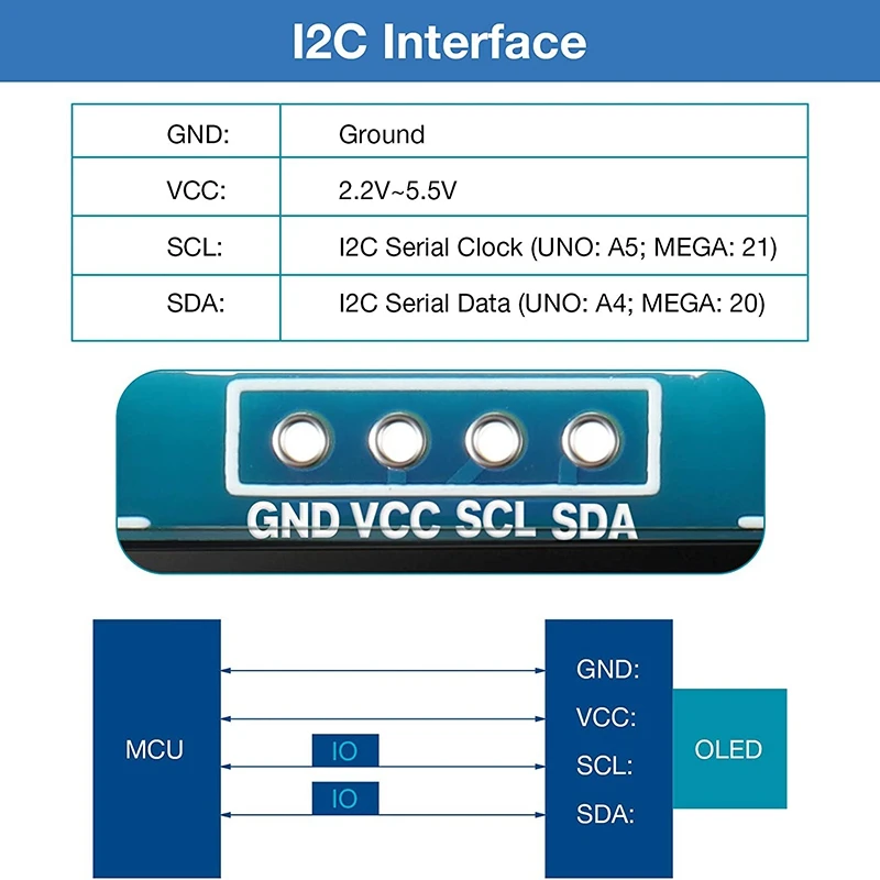 Модуль OLED 0 96 дюйма 128X64 SSD1306 драйвер IIC I2C последовательная самосветящаяся Плата