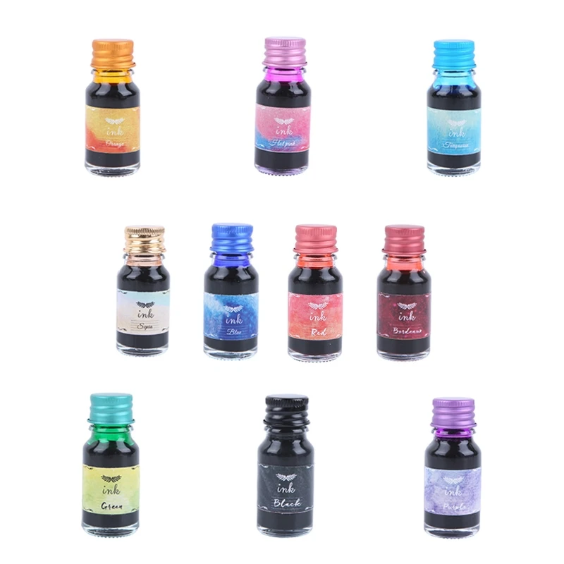 

1 Bottle Pure Colorful 10ml Fountain Pen Ink Non-carbon Refilling Inks Stationery School Office Supplies