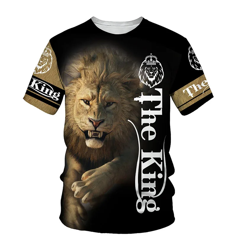 

Ferocious Lion Animal 3D Printing Men T-Shirts Summer New O Neck Short Sleeve Style Male Clothes Fashion Casual Tops