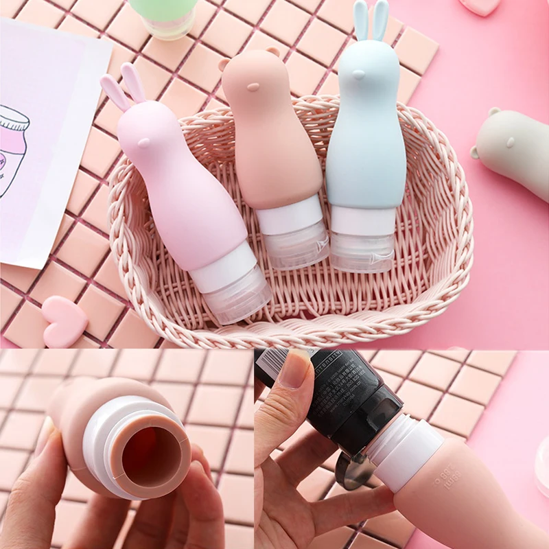 

90ml lovely rabbit silicone travel split bottle skin care water bath gel storage bottle portable refillable bottle