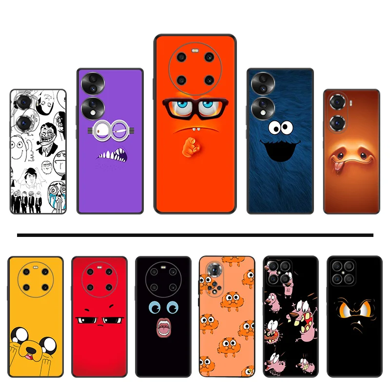

Silicone Phone Case for Huawei Honor X40 Play 6T 6C 9A 50 X9 X6 X7 X8 Magic4 60 70 Pro 8X 20 30i Lovely Cartoon Cute Face Cover