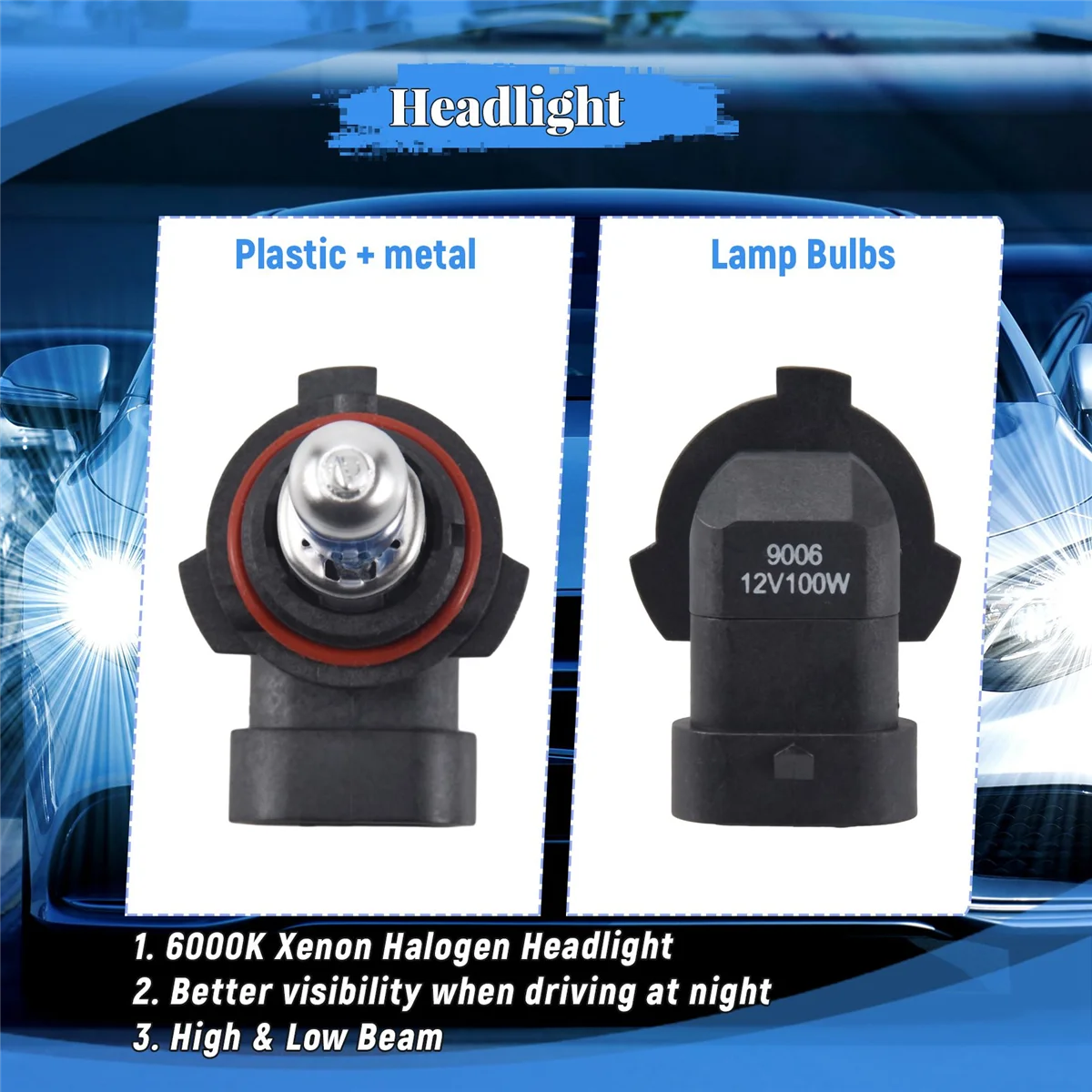 2x9006 HB4 6000K Ксеноновые галогенные фары головного света лампы 100 Вт