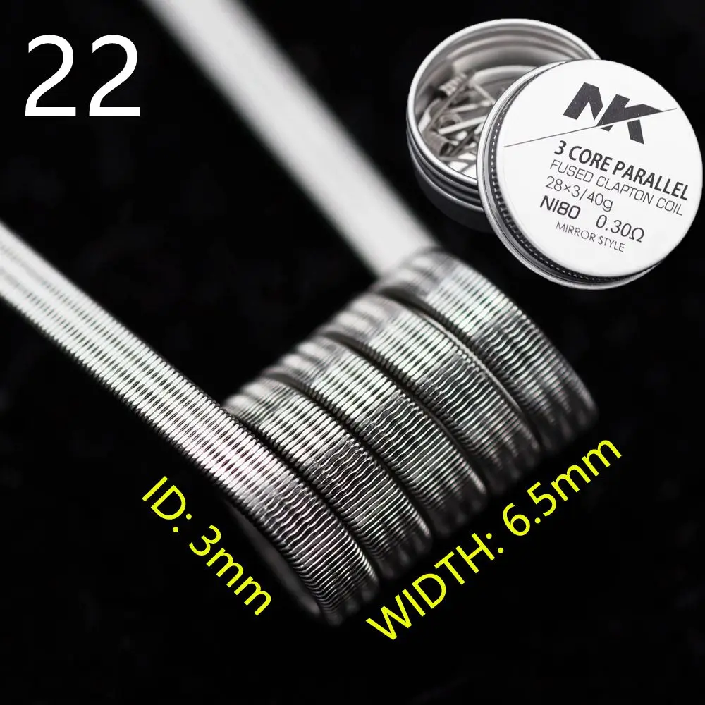 

NK Premium Ni80 Prebuilt 21Ga Flat Mirror Fused Clapton 8Pcs/Box