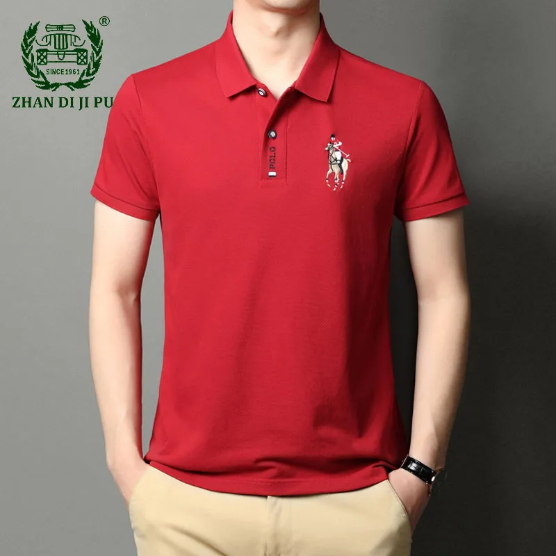 

2022 Summer Embroidery Short Sleeve Polo Shirts Mens Brand High-quality Casual Cotton Lapel Solid Color Polo T Shirts Male Tops
