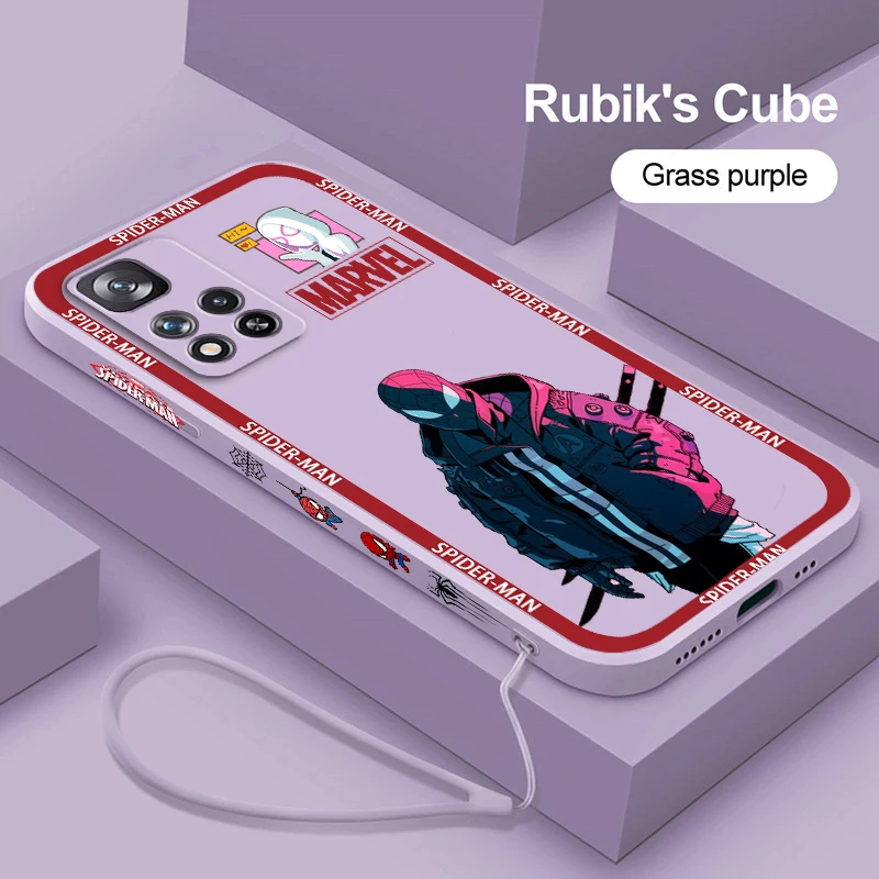 

Marvel Spiderman Cartoon Art Liquid Left Rope Cover Phone Case For Xiaomi Redmi Note 12 11 11S 11T 10S 10 9S 9T 9 Pro Plus 5G