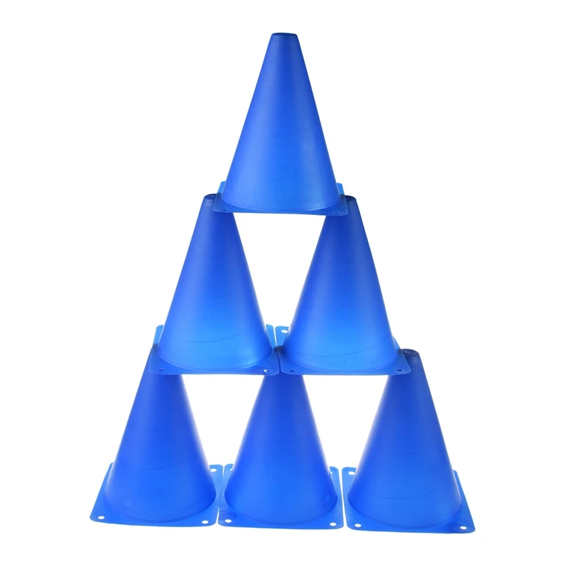 

NEW- 6 PCS Multi-Function Safety Agility Cone For Football Soccer Sports Field Practice Drill Marking - Blue
