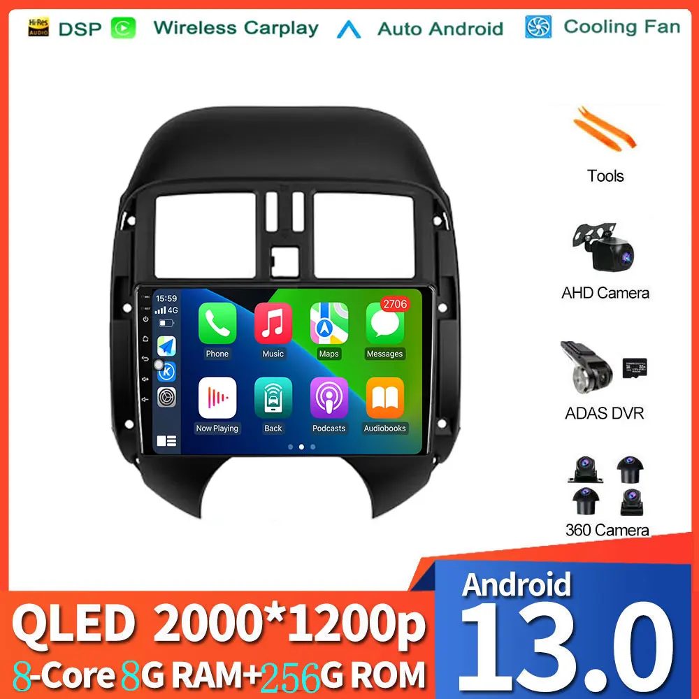 

Стерео Android 13 для Nissan Sunny, Versa C17 2011 2012-2014 автомобильное радио мультимедийный плеер GPS навигация Авто воспроизведение видео