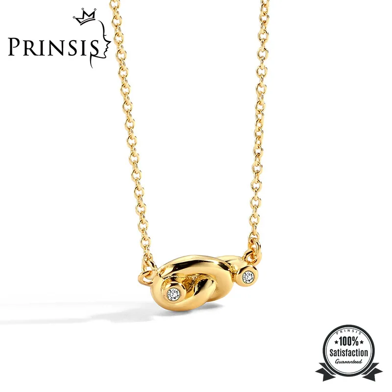 PrinSis 2022 Fashion Women Necklace Love Tied Knot Pendant Birthday Gift for Girls Daugther Mum Hight Quality Jewelry P172