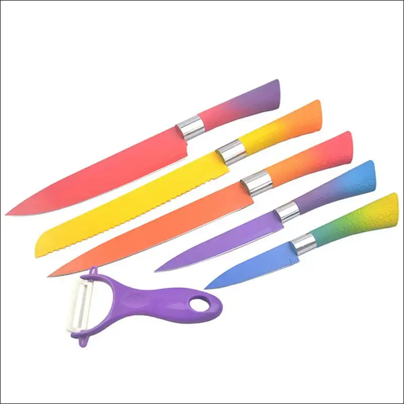 

Набор ножей из 6 предметов, разноцветные кухонные инструменты из нержавеющей стали, супермасло разбрасыватель ножей, нож для масла, терка для имбиря