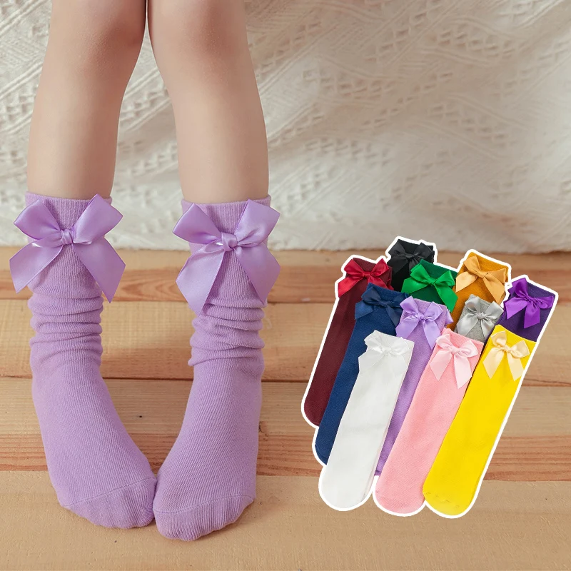 

Newborn Baby Knee High Socks Girls Lace Bow Princess Sock Spring autumn Period Girls Cotton Baby Princess Sock