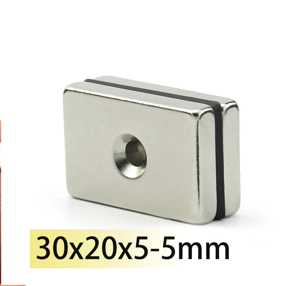 

30x20x5-5mm N35 Block Magnets Two Hole Strip Single Holes 5mm 30x20x5 Double Hole Permanent Neodymium Magnet Powerful Tool