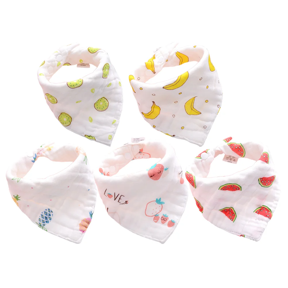 

Bib Saliva Cotton Towel: 5pcs Bandana Drool Bibs Absorbent Infant Triangle Bibs Towels for Newborn Drooling Eating Teething