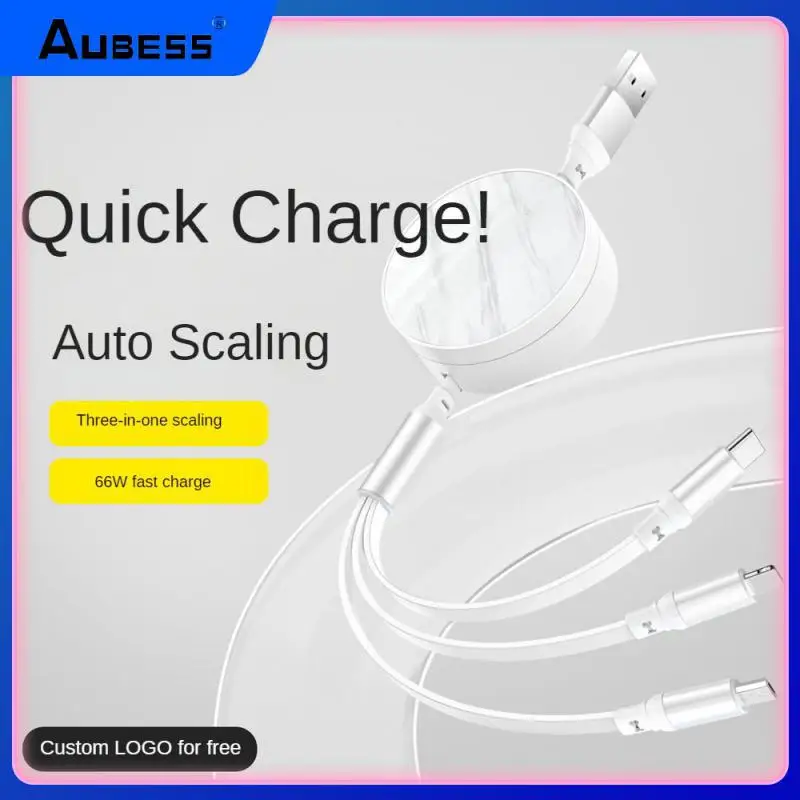 

Portable Super Fast Charge Three Telescopic Data Cable Three-in-one USB Multi-function Mobile Phone Charging Cable Transmission
