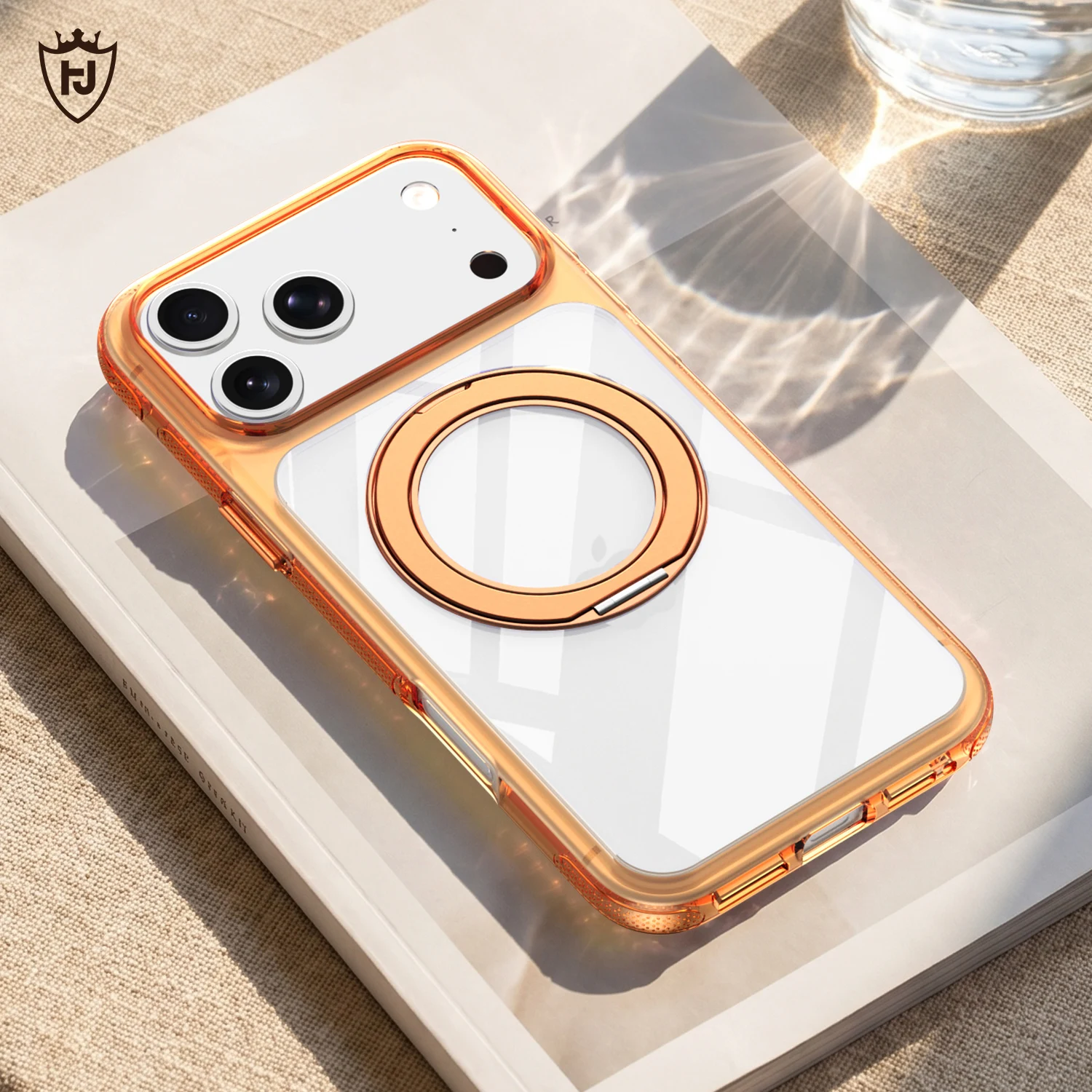 Фото Цветной прозрачный магнитный чехол для iPhone 17, 16, 15 Pro Max, Air 16E, 17E с поддержкой MagSafe и защитой 360° °   Вращающаяся задняя крышка-подставка №2