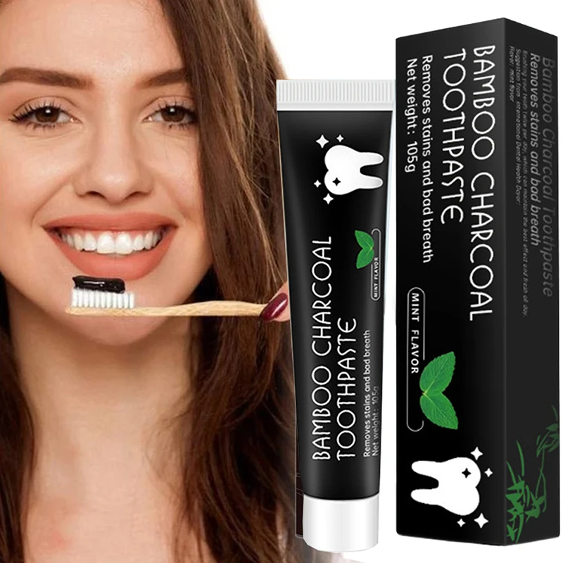 

Organic Activated Charcoal Toothpaste Teeth Whitening Natural Bamboo Mint Adult Oral Care Fresh Breath Tooth Paste