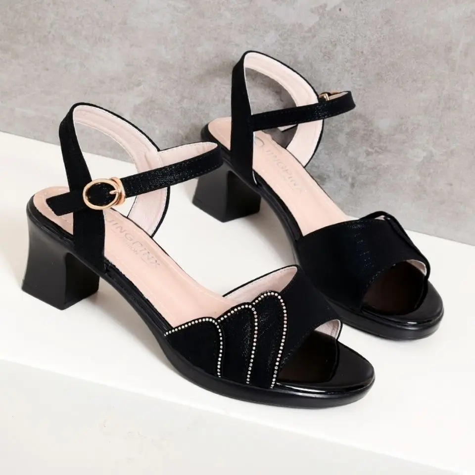 

Free Shipping Wedge Heel Peep Toe Sandal Woman 2022 Summer Female Ladies Shoes Elegant Medium Heel Women Casual Fashion Shoe