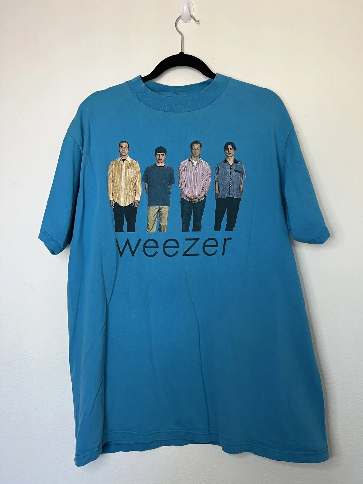 Vtg 1994 Weezer рок-группа хлопковая голубая рубашка унисекс всех размеров MM1102