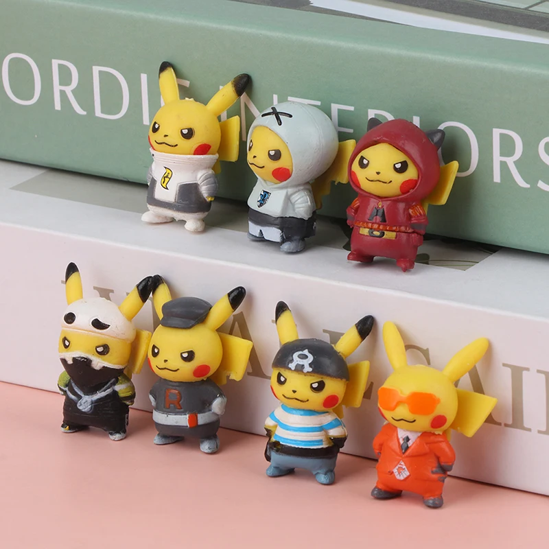 Pikachu Cosplay Rocket Team Mini 3.5-4cm Kawaii Doll Pvc Collectible Model Toy Kid Gift