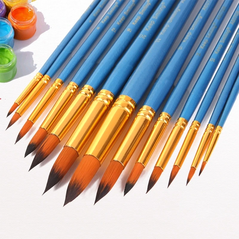 

Paint Brush Set, 13pcs Round Pointed Tip Paintbrushes Nylon Hair Artist Acrylic Paint Brushes for Acrylic Oil Watercolor