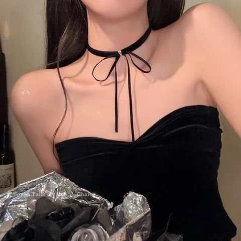 MOONBIFFY Бархатное ожерелье с бантом