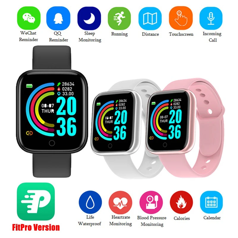 

Smart Watch Blood Pressure Monitor Bluetooth Clock Waterproof IP67 Sport Digital Smartwatch for Android IOS Y68 D20