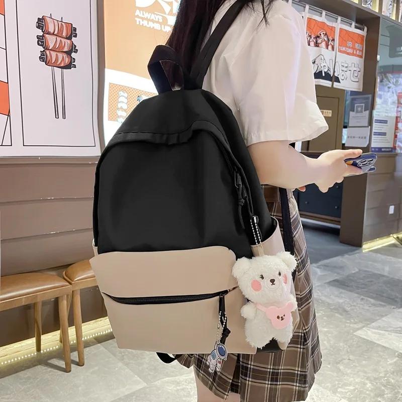 Harajuku style ins simple contrast color stitching student schoolbag 2022  casual large-capacity backpack