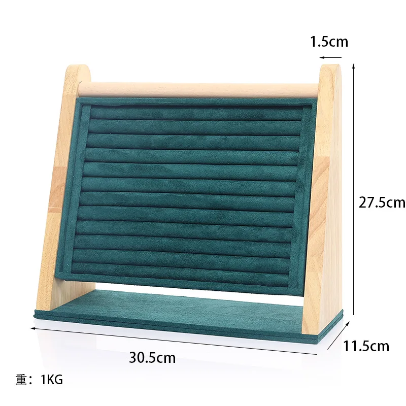 Wooden Rings Display Stand Tray 10 Slots Flannel Lining Vertical Storage Holder Rack for Studs Jewelry Organizer Rings Show