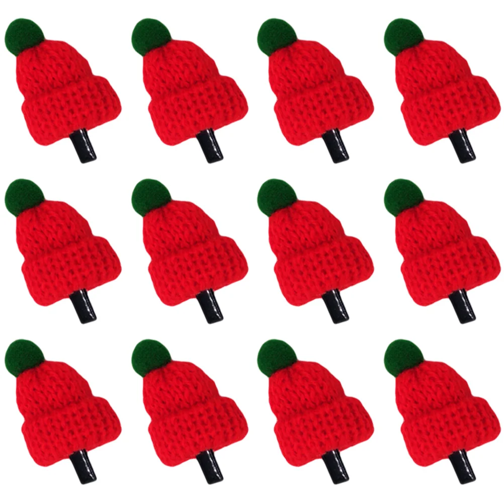

Christmas Hats Hat Santa Mini Miniature Small Knithair Tiny Cap Lollipop Bottle Clip Bobby Cup Decor Hairpin Party