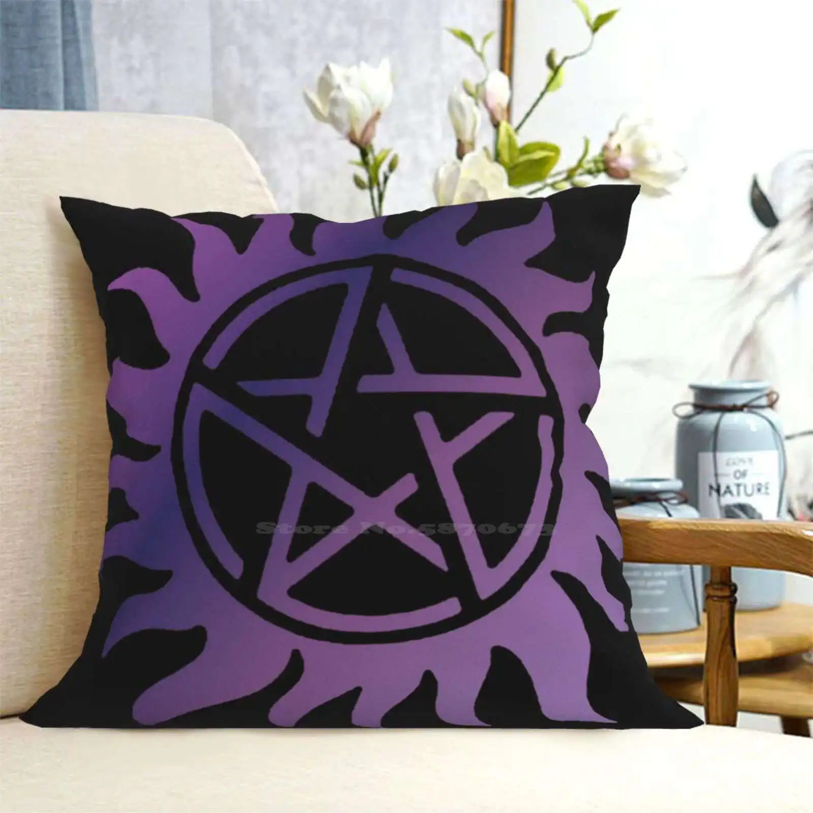 Фиолетовая Пентакль черная модная диванная наволочка для подушки Дина Винчестер