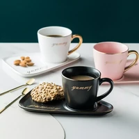 gold rim ceramic coffee mug tumbler tea cup and saucer set porcelain gold spoon mugs cute dessert cups bone china tea sets