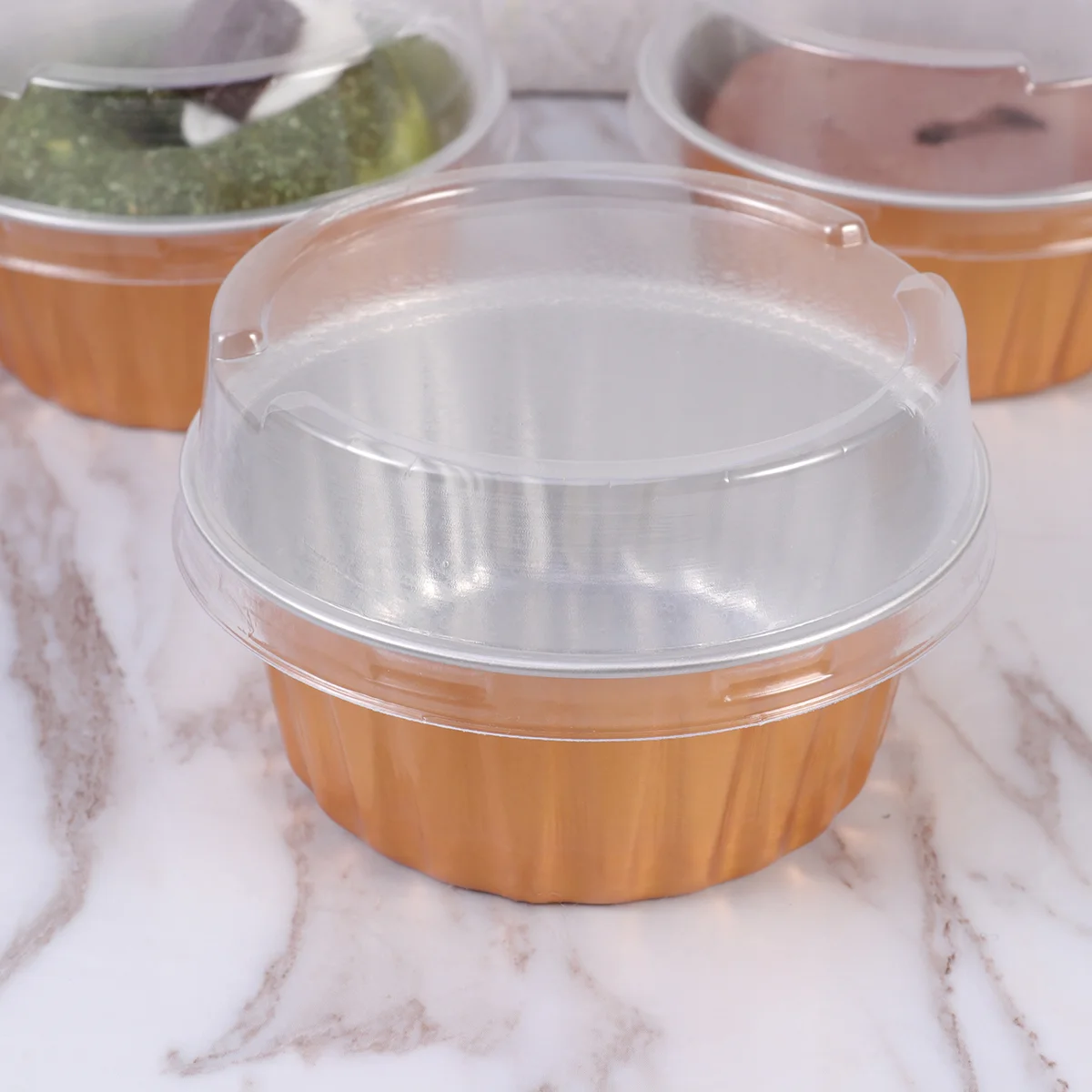 

Cupcake Cups Baking Muffin Linerspaper Aluminum Holders Mini Cake Disposable Liner Ramekins Gold Molds Dessertlids Round Pudding