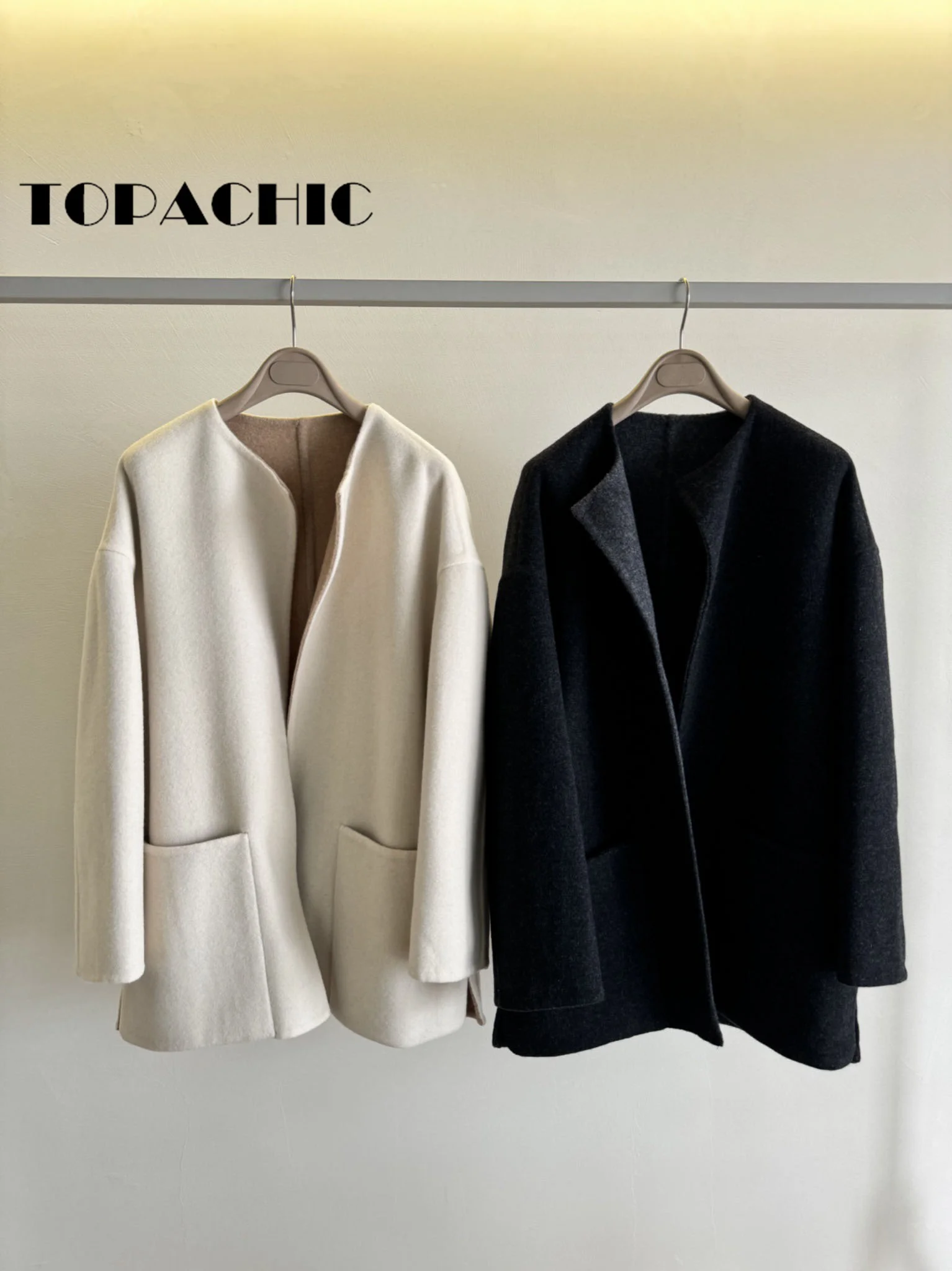 12.20 TOPACHIC-Женское высококачественное двустороннее кашемировое шерстяное пальто с