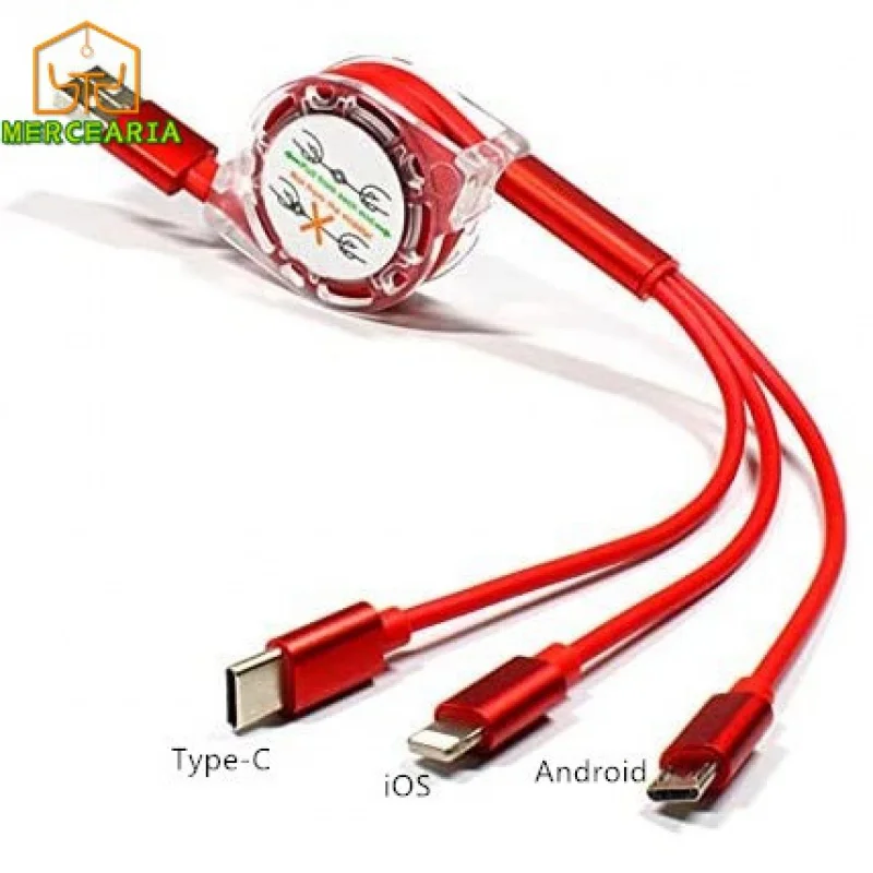 

3 in 1 3A Retractable Fast Charging Cable for Android/Universal Micro Type-C/Data 3 in 1