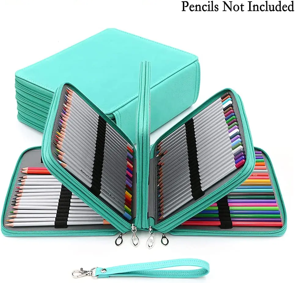 

Colored Pencil Case Holder- Big Capacity Deluxe PU Leather Storage Pencil Organizer Holds 168 Pencils for School College Office