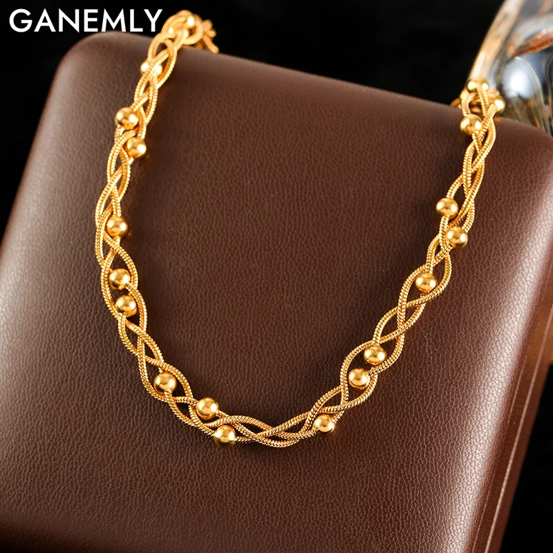 GANEMLY бусины из нержавеющей стали 316L поворотная цепочка модный воротник