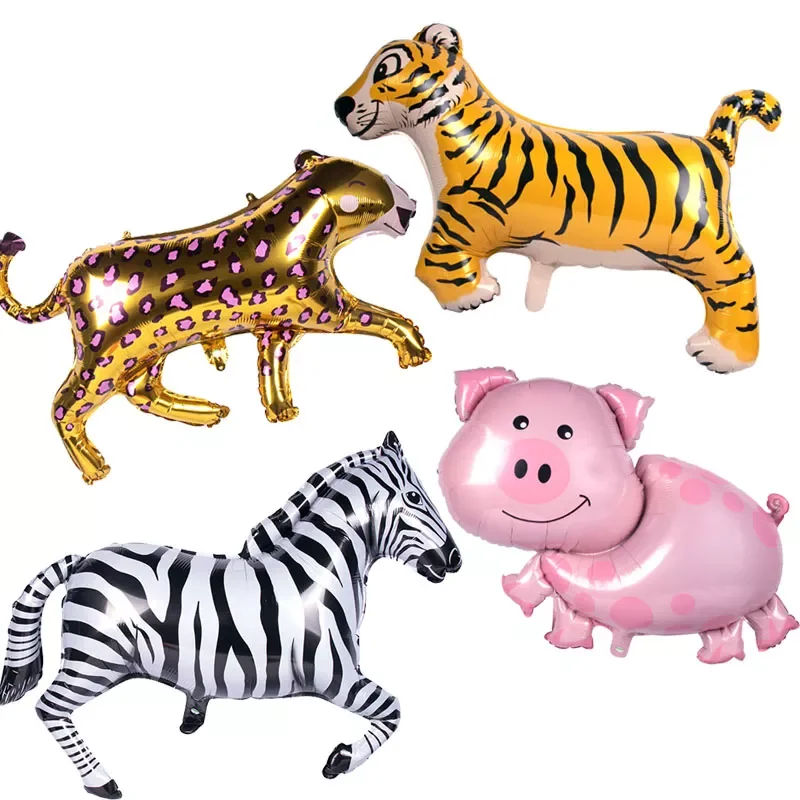 

Tiger Lion Giraffe Zebra Horse Running Safari Animal Foil Balloon Elephant Helium Globos Kids Jungle Birthday Decor Babyshower