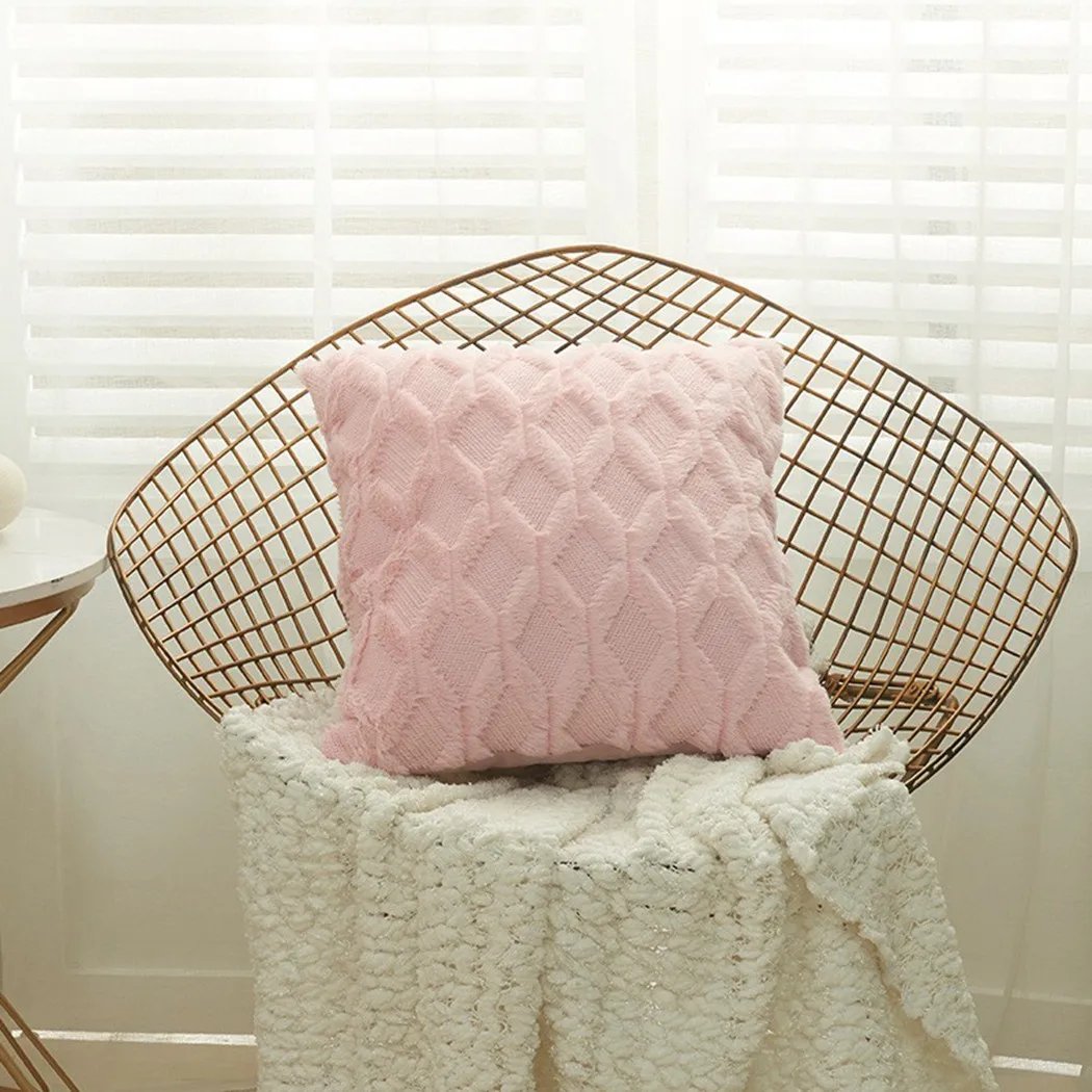 

Sofa Pillowcase 45×45cm Plush Beige Decorative Boho Pillow Case Cushion Cover With Zip Throw Pillow Covers