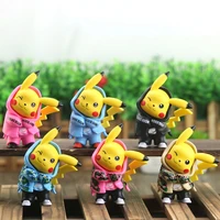 pokemon anime figures caps trendy camouflage clothing pikachu cake decoration cartoon toys for children collection model gifts